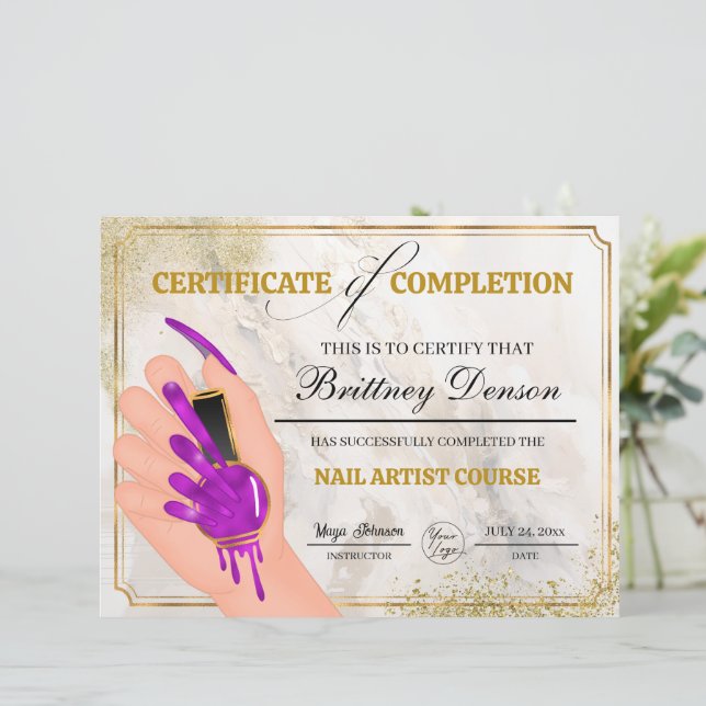 Certificate of Completion Award Nail Technician (Standing Front)