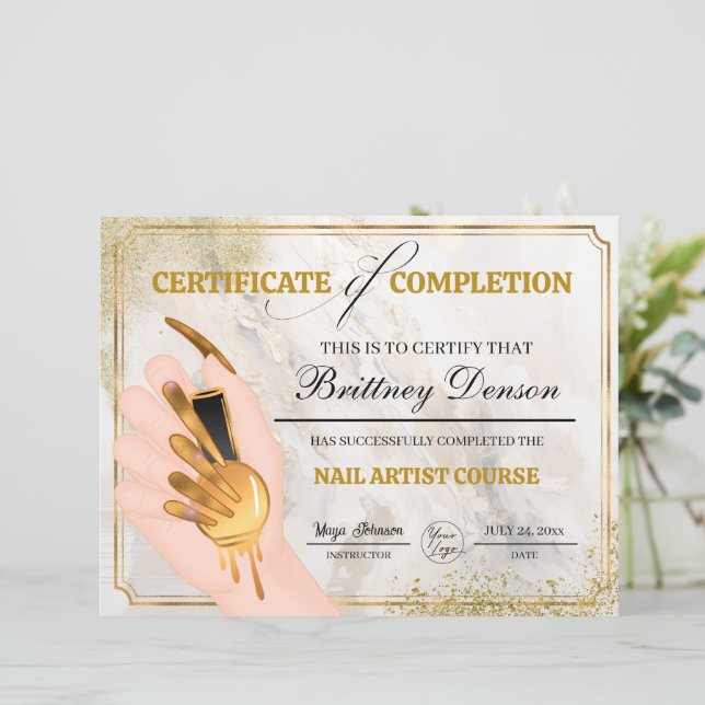 Certificate of Completion Award Nail Technician (Standing Front)