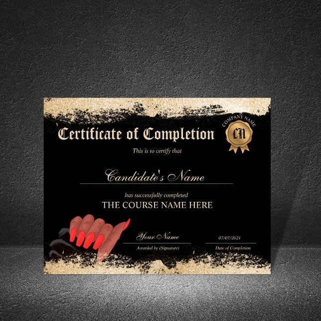 Certificate of Completion Award Nails beautyCourse (Creator Uploaded)