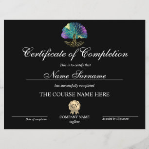 Certificate of Completion Award Tree of Life