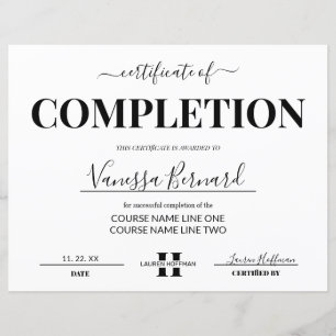 Certificate Of Completion Course Award Monogram