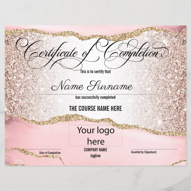Certificate of Completion Course Completion logo (Front)