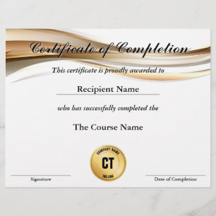 Certificate of Completion Customisable Award