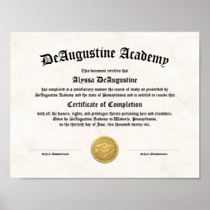 Certificate of Completion for Special Need Student Poster