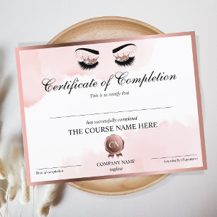 Certificate of Completion Lashes Course Completion