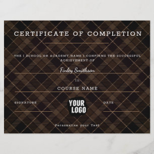 Certificate of Completion Modern Brown Masculine