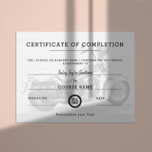 Certificate of Completion of Motorcycle Training