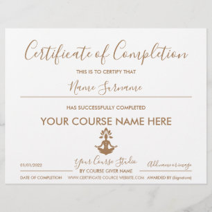 certificate of completion yoga