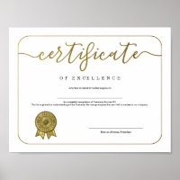 Certificate of Excellence Appreciation Recognition