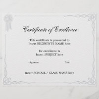 CERTIFICATE OF EXCELLENCE
