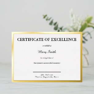 Certificate of Excellence White Gold Foil Award