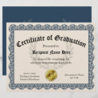 Certificate of Graduation Blue Customisable 8.5x11