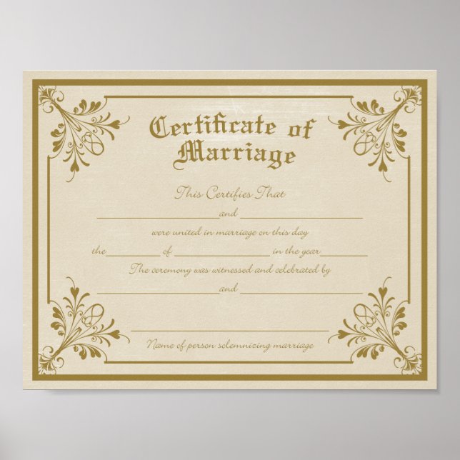 Certificate of Marriage Art Print (Front)