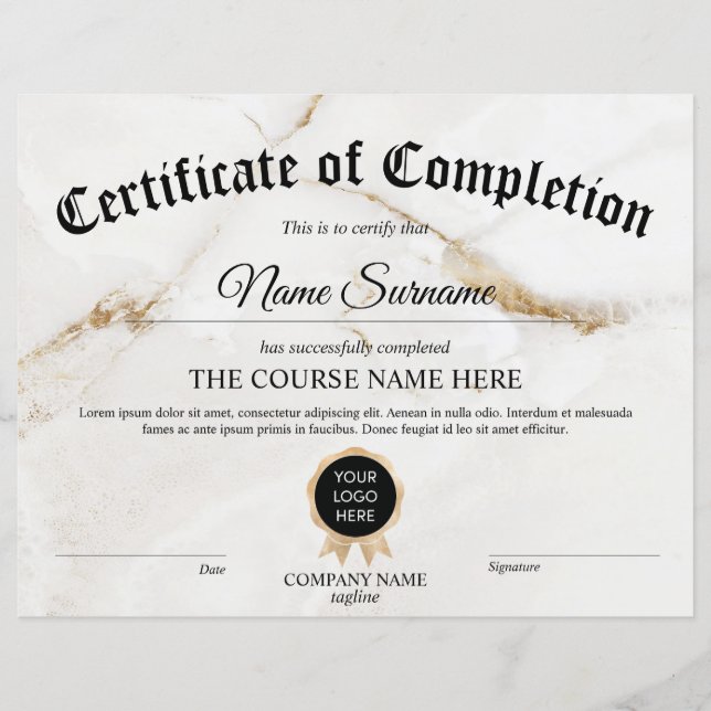 Certificate of Participation Award Course Logo (Front)