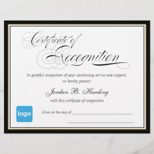 Certificate of Recognition Award - Add Logo