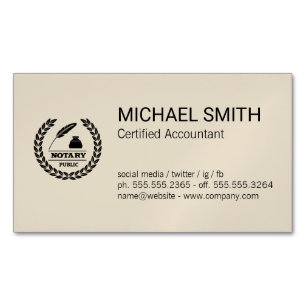 Certificate Public Notary Logo Magnetic Business Card