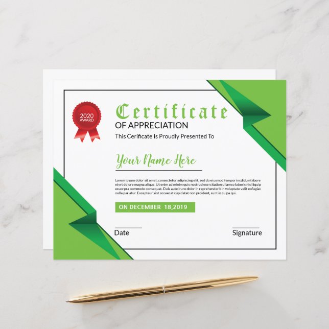 Certificate Template - Professional & Customisable (Front/Back In Situ)