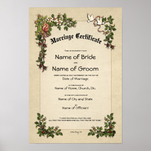 Certificate Wedding-Marriage-(Ornamental Keepsake) Poster
