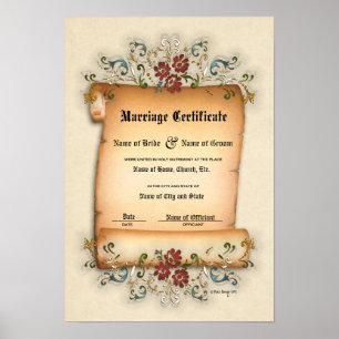 Certificate Wedding-Marriage-(Ornamental Keepsake) Poster