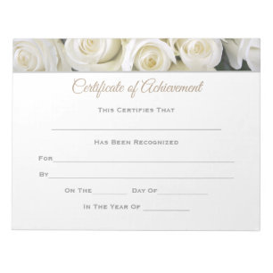 Certificates Certificate of Achievement-Roses Notepad