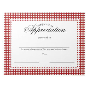 Certificates of Appreciation Notepad