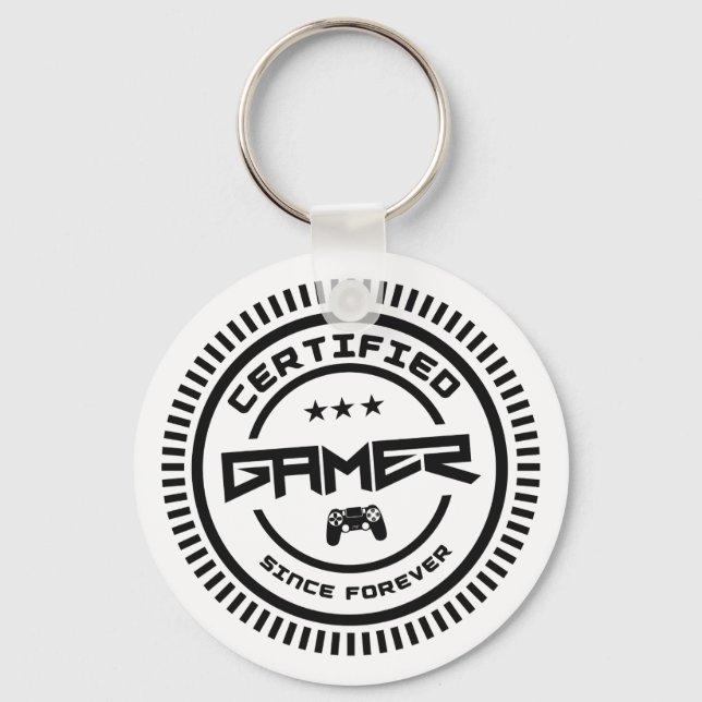 ✪ Certified 𝗚𝗔𝗠𝗘𝗥 Cool Logo Stamp for Gamers Key Ring (Front)
