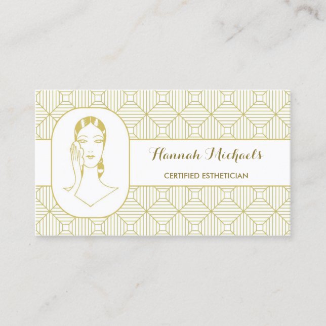 Certified Aesthetician White Gold Woman Appointmen Appointment Card (Front)