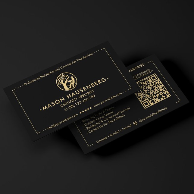 Certified Arborist Tree Service Contractor Black  Business Card (Certified Arborist Tree Service Contractor Black Business Card
)