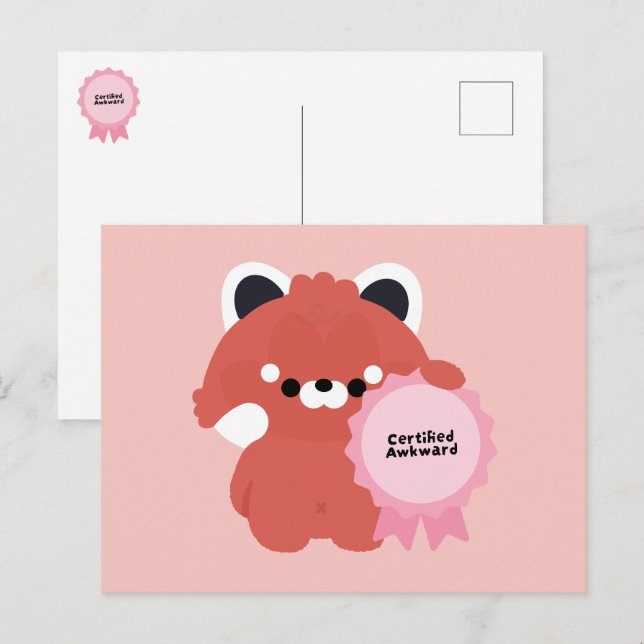 Certified Awkward Red Panda Holiday Postcard (Front/Back)