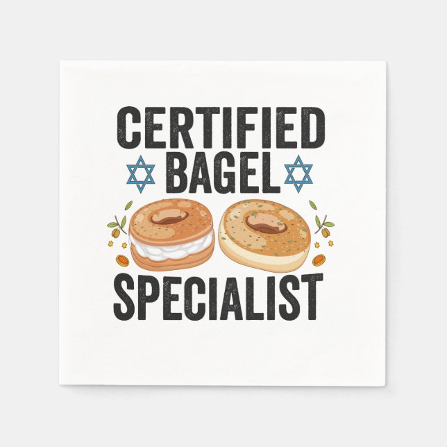 Certified Bagel Specialist Funny Jewish Hanukkah  Napkin (Front)