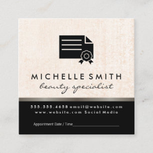 Certified Beauty Specialist Appointment Card