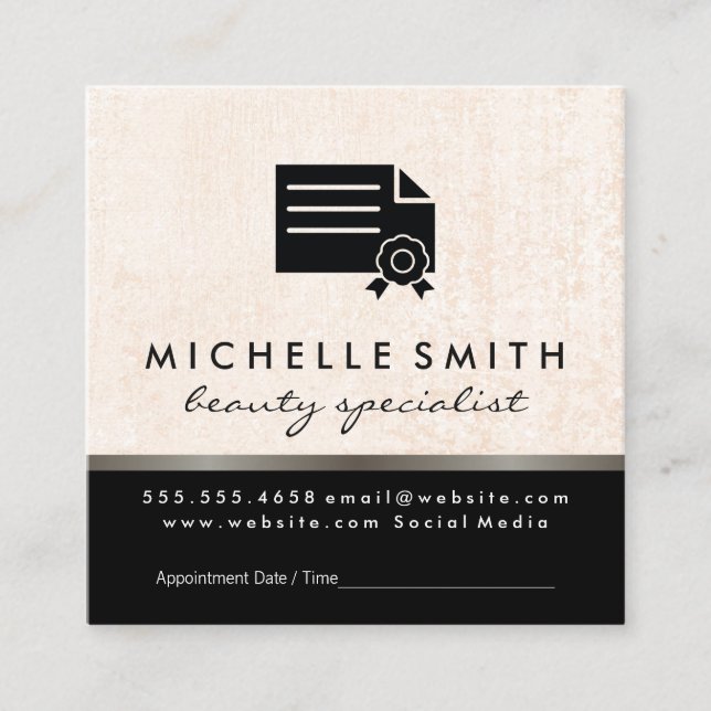 Certified Beauty Specialist Appointment Card (Front)