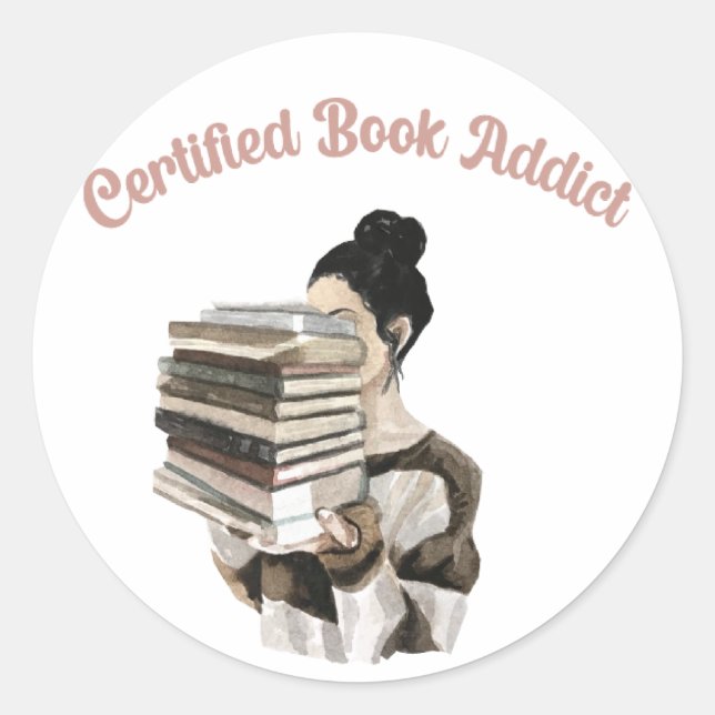 Certified Book Addict Classic Round Sticker (Front)