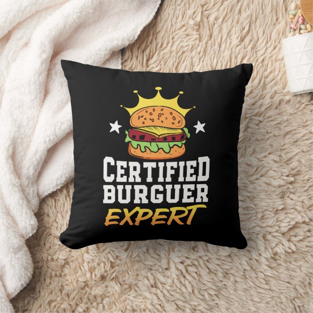 Certified Burger Expert Hamburger Handdrawn Burger Cushion (Blanket)