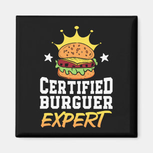 Certified Burger Expert Hamburger Handdrawn Burger Magnet