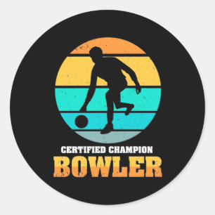 Certified Champion Bowler Retro Vintage Classic Round Sticker
