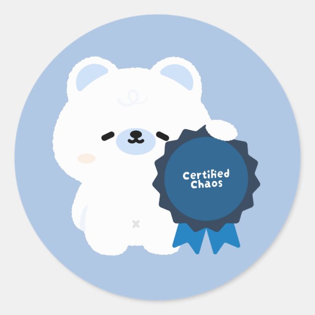 Certified Chaos Polar Bear Classic Round Sticker (Front)