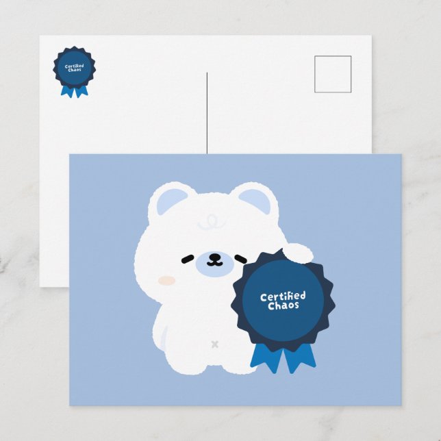 Certified Chaos Polar Bear Holiday Postcard (Front/Back)