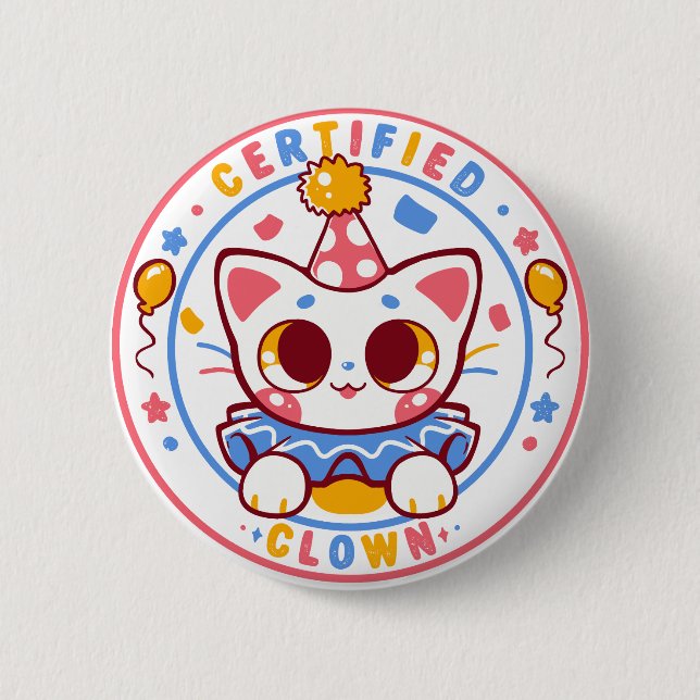 Certified Clown 6 Cm Round Badge (Front)