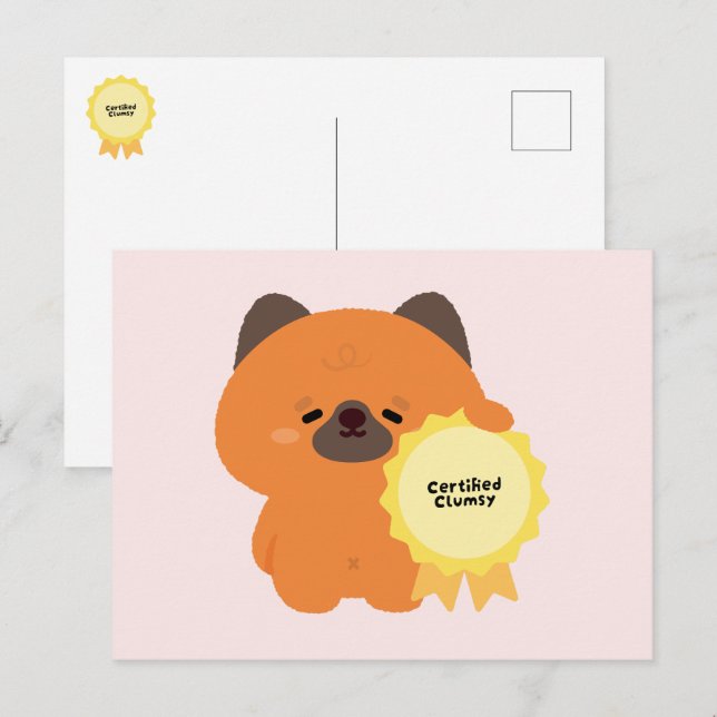 Certified Clumsy German Shepherd Puppy Holiday Postcard (Front/Back)