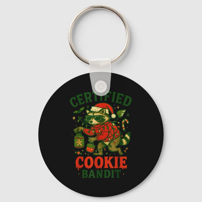 Certified Cookie Bandit, Funny Christmas Lights Ra Key Ring (Front)