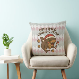 Certified Cookie-Cutter Funny Christmas Shark Pun Cushion