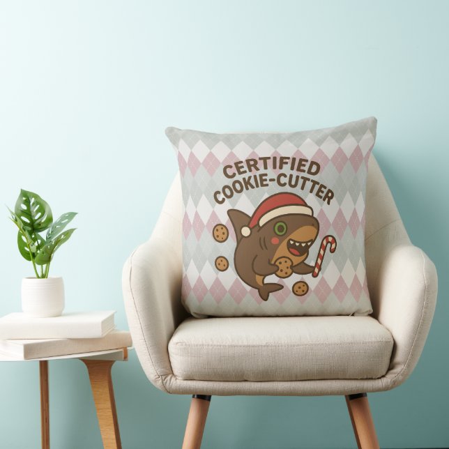 Certified Cookie-Cutter Funny Christmas Shark Pun Cushion (Chair)