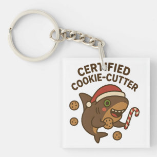 Certified Cookie-Cutter Funny Christmas Shark Pun Key Ring