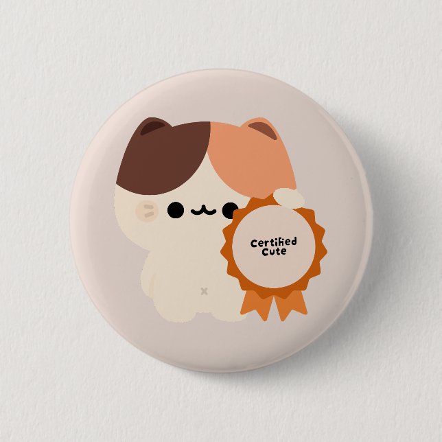 Certified Cute Cat 6 Cm Round Badge (Front)