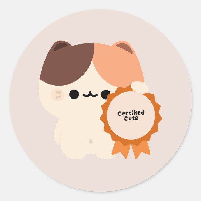 Certified Cute Cat Classic Round Sticker (Front)