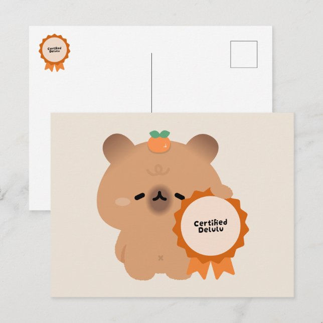 Certified Delulu Capybara Holiday Postcard (Front/Back)