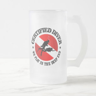 Certified Diver (Deep End) Frosted Glass Beer Mug