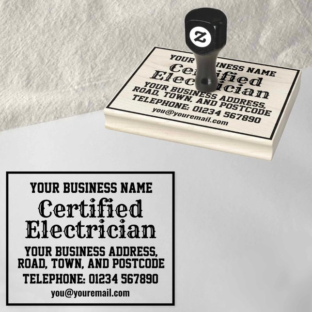 Certified Electrician with Name, Address, etc Rubber Stamp (Creator Uploaded)