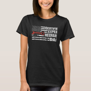 Certified Expert Mechanic Dad American Flag Cars M T-Shirt